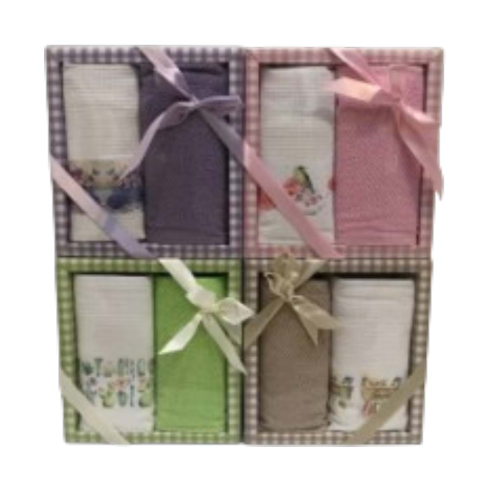 FUSHİA 2Lİ EKOSE MUTFAK SETİ PEÇETE + HAVLU 40X60 CM