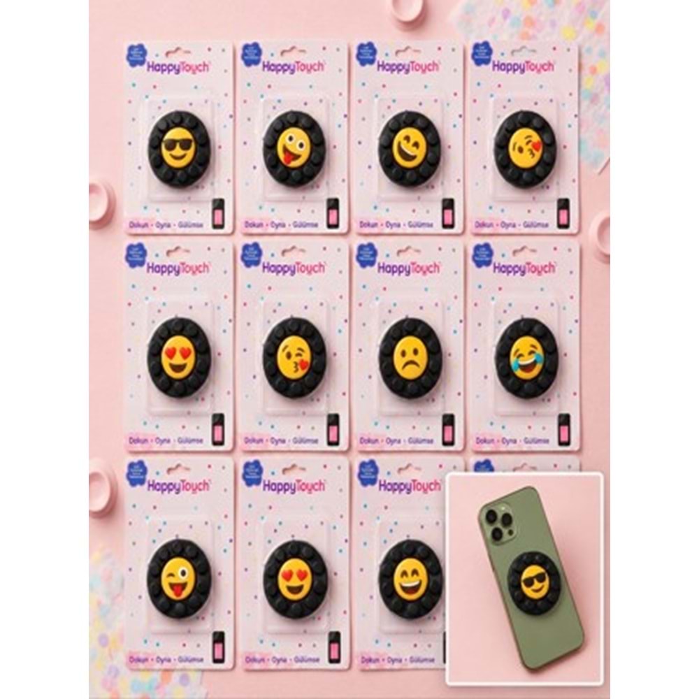 HAPPY TOUCH EMOJİ TELEFON VANTUZU TELEFON TUTUCU SİYAH 12*
