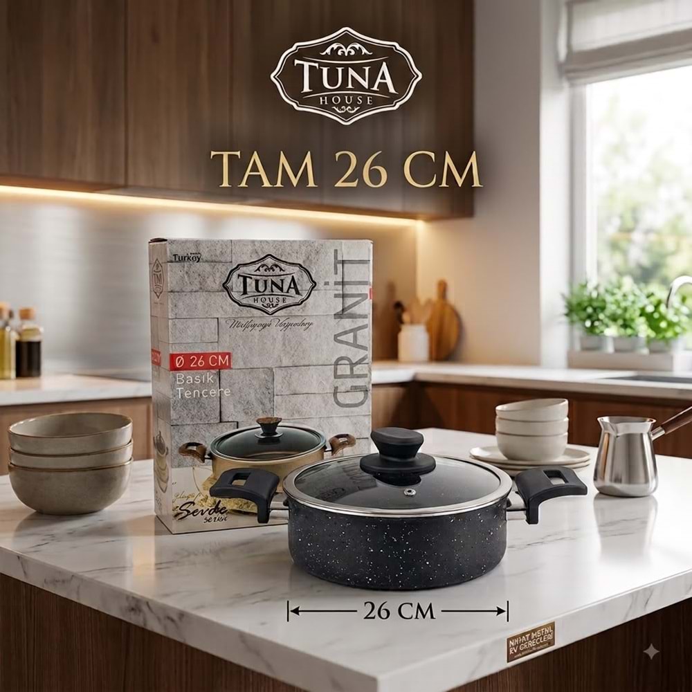 TUNA HAUSE SEVDE SERİSİ 26 CM GRANİT BASIK TENCERE