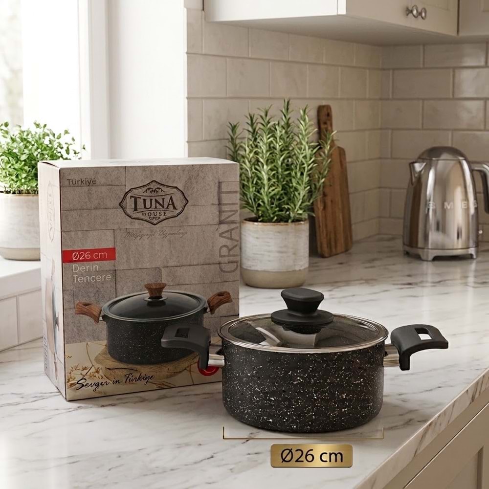TUNA HAUSE SEVDE SERİSİ 26 CM GRANİT DERİN TENCERE