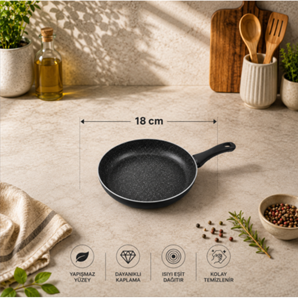 TUNA HAUSE EMPA SERİSİ 18 CM GRANİT YAĞ TAVASI 12*