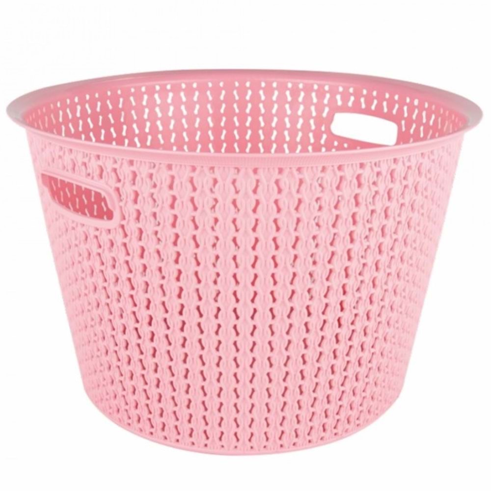 MY LOTUS 35 LT ÖRGÜ DESENLİ YUVARLAK ÇAMAŞIR SEPETİ KIRMIZI-BEYAZ