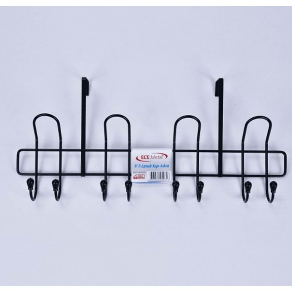 ECE METAL SİYAH PLASTİK KAPLI 8 LI LAMALI KAPI ASKISI 10x24x51 cm 16*