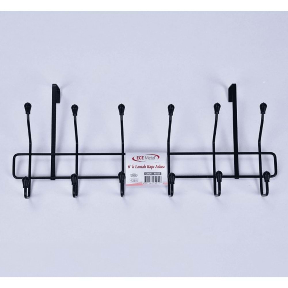 ECE METAL SİYAH PLASTİK KAPLI 6 LI LAMALI KAPI ASKISI 10x24x51 cm 16*