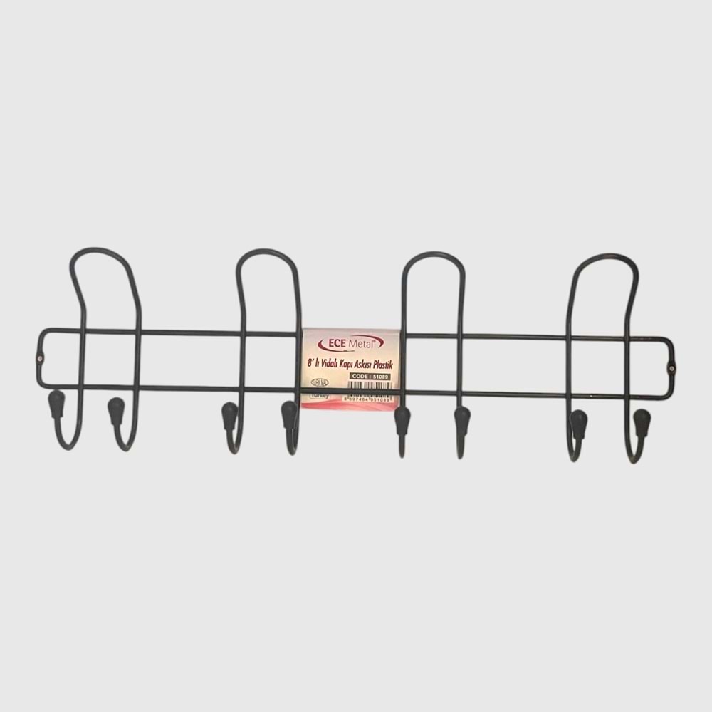 ECE METAL SİYAH PLASTİK KAPLI 8 LI VİDALI KAPI ASKISI 10x24x51 cm 16*
