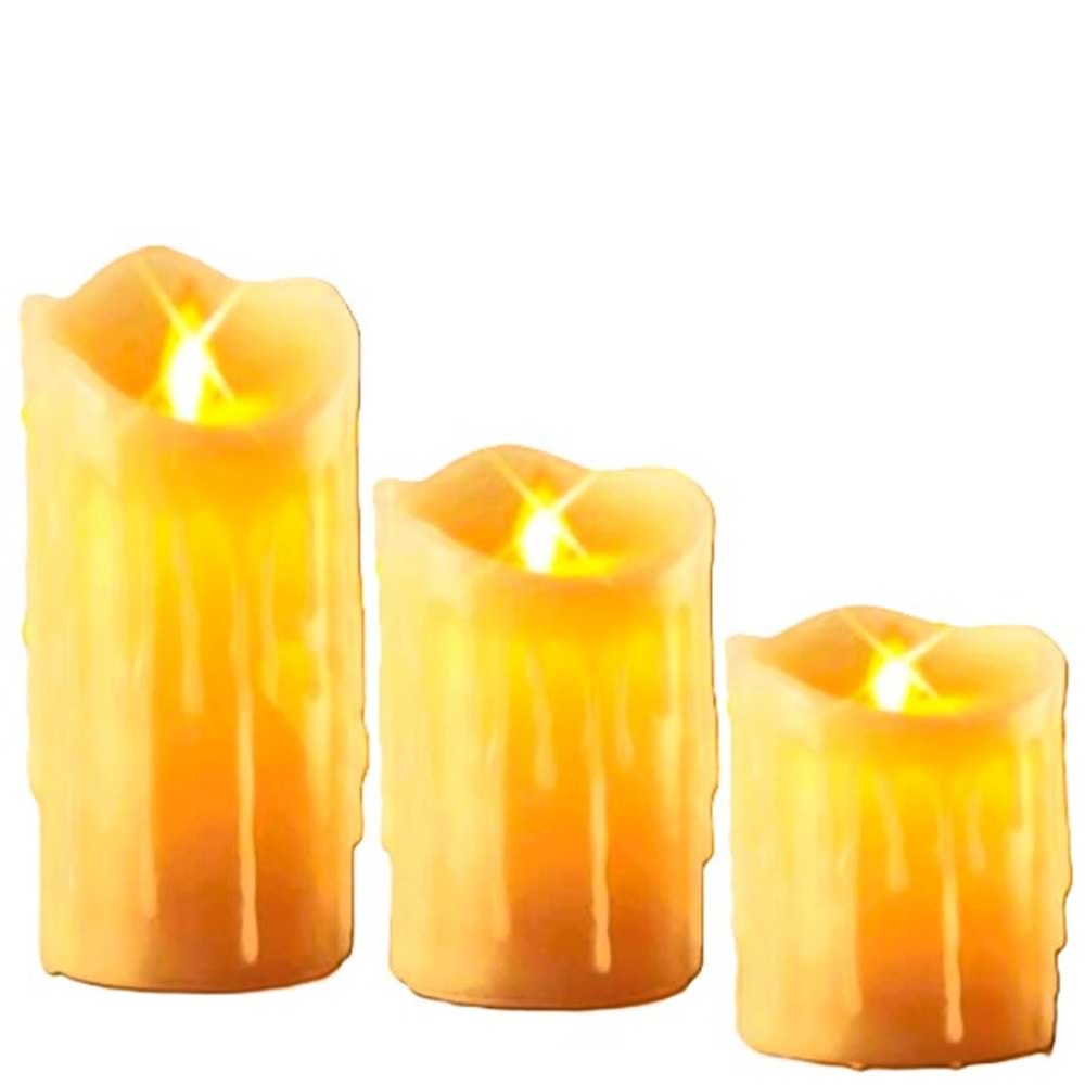 LED IŞIKLI PİLLİ LED MUM 3 BOY