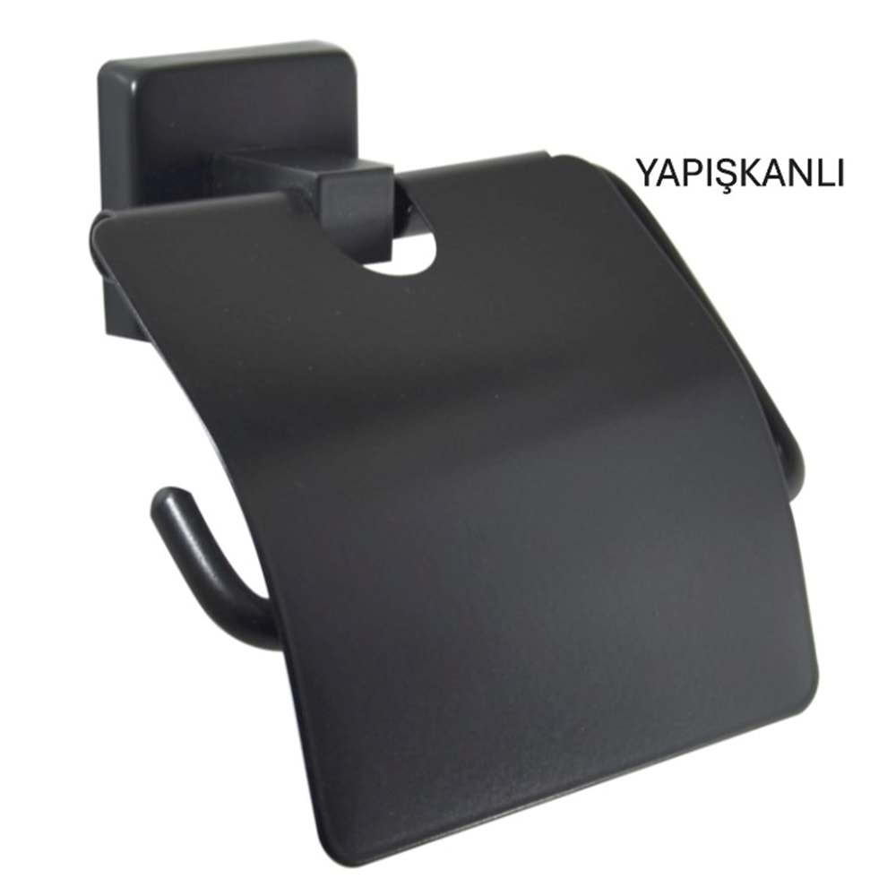 DELUX YAPIŞKANLI SİYAH METAL KAPAKLI WC KAĞITLIK