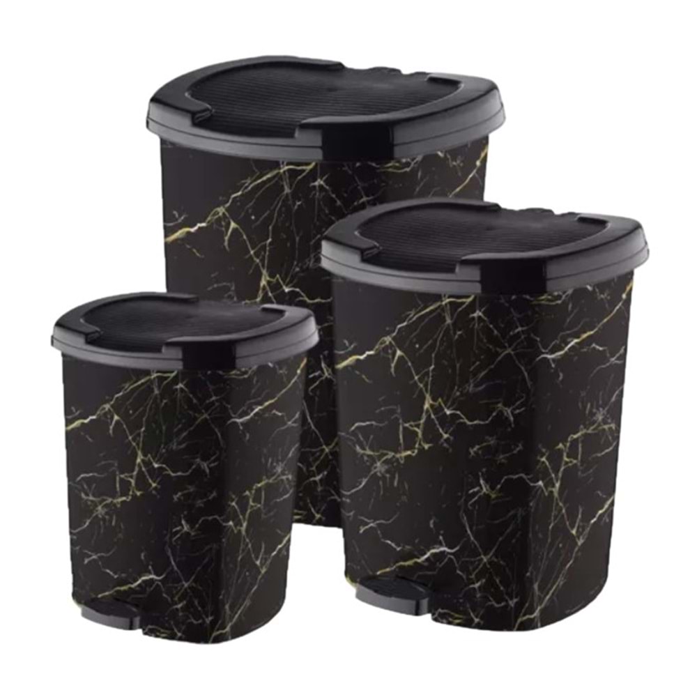 ASUDE 3 LÜ DESENLİ PEDALLI ÇÖP KOVASI *4