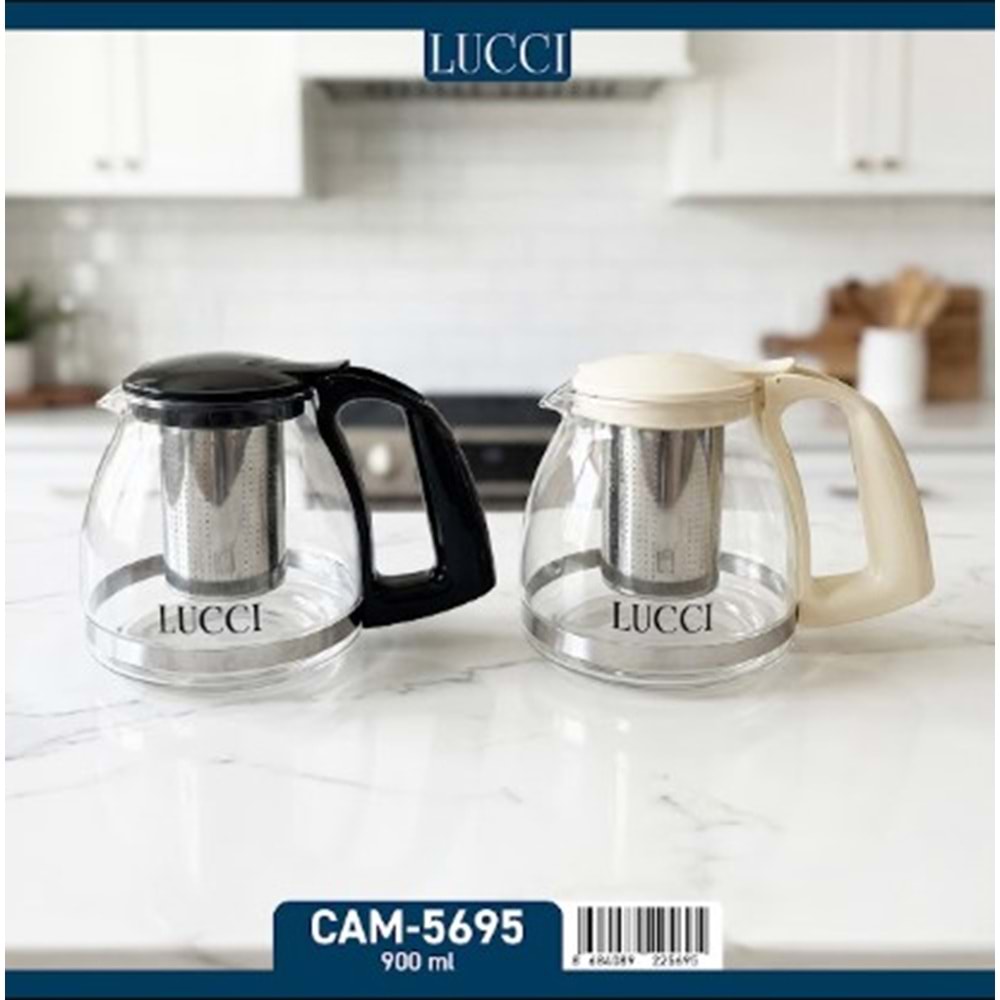 LUCCI BOROSİLİKAT CAM DEMLİK 900 ML 36*
