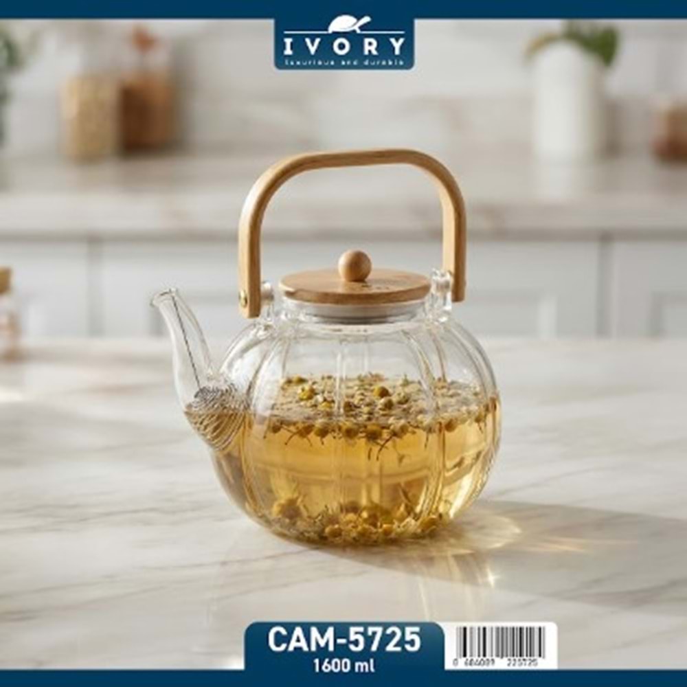 IVORY 1600ML SÜZGEÇLİ BOROSİLİKAT DEMLİK 24*