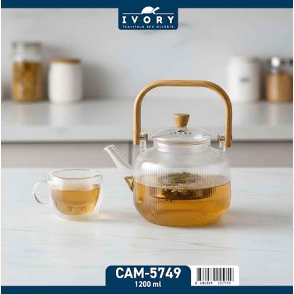IVORY 1200ML CAM SÜZGEÇLİ BOROSİLİKAT DEMLİK24*