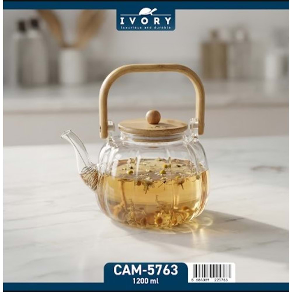 IVORY 1200ML SÜZGEÇLİ BOROSİLİKAT DEMLİK 24*