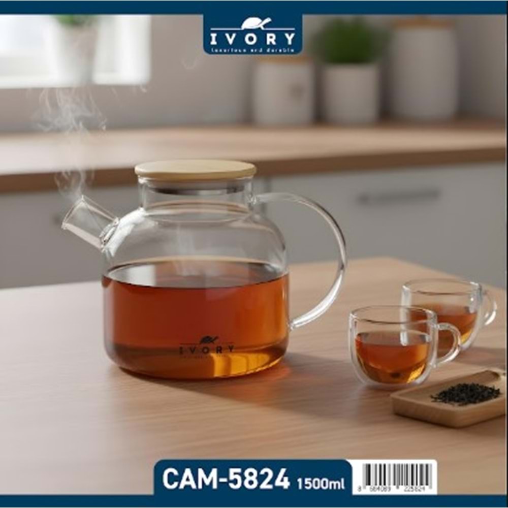 IVORY 1500ML BOROSİLİKAT DEMLİK 24*