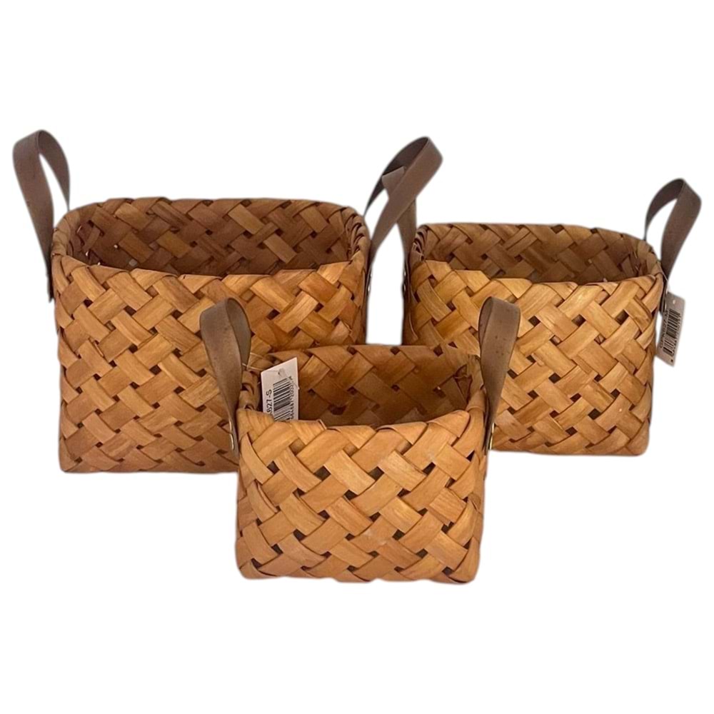 SD 3 LÜ KARE MİNİ NATUREL SEPET 15X20X22 - 13X17X19 - 10X13X15 24*