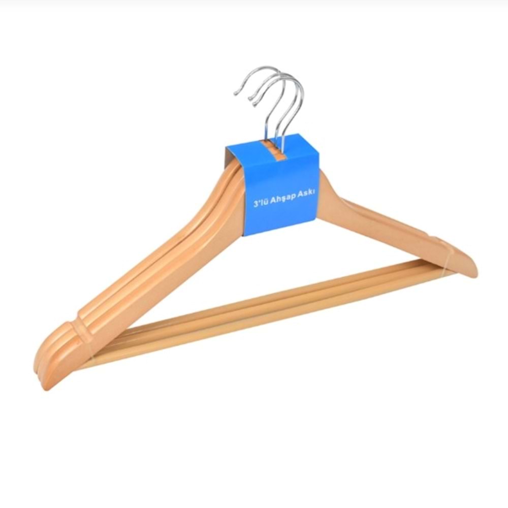 CCL AHŞAP ELİBİSE ASKISI 3 LÜ