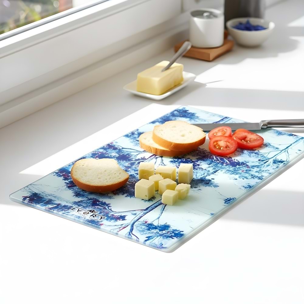 IVORY 25X35 ÇİÇEK DESENLİ CAM KESİM PANOSU 20*