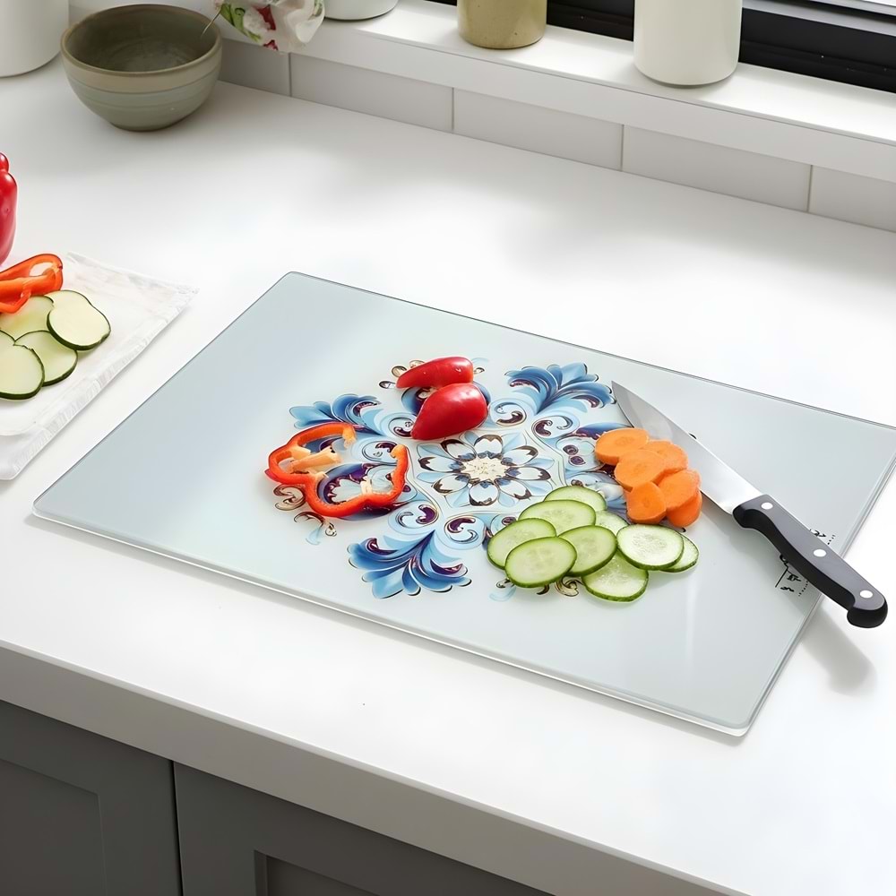 IVORY 25X35 ÇİÇEK DESENLİ CAM KESİM PANOSU 20*