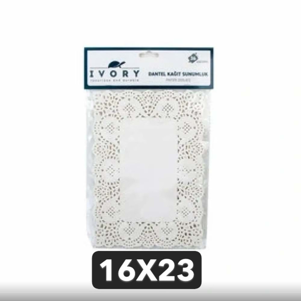 IVORY KAĞIT DANTEL SUNUMLUK KARE 16X23CM 36LI 240*