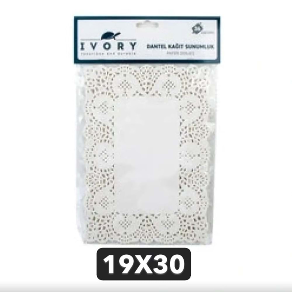 IVORY KAĞIT DANTEL SUNUMLUK KARE 19X30CM 36LI 240*