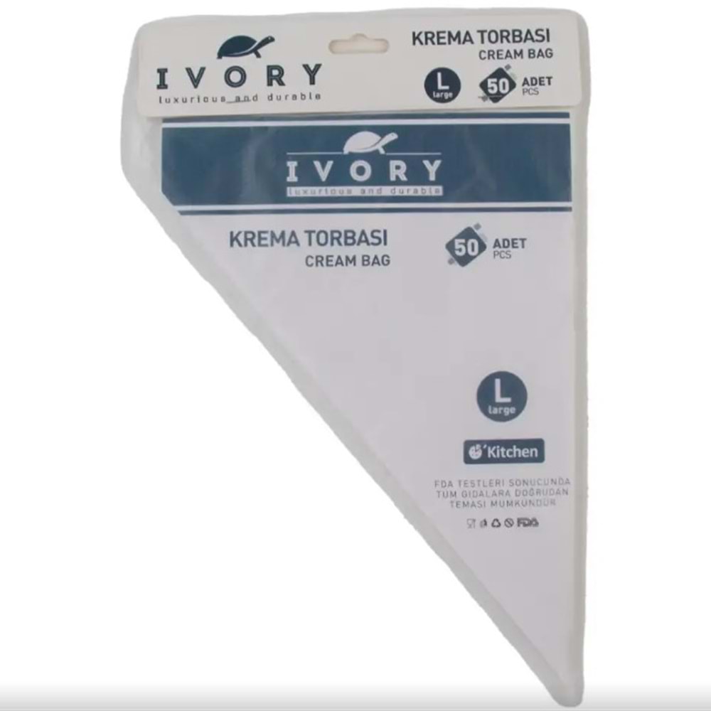 IVORY 50Lİ KULLAN AT KREMA TORBASI PK50 200*