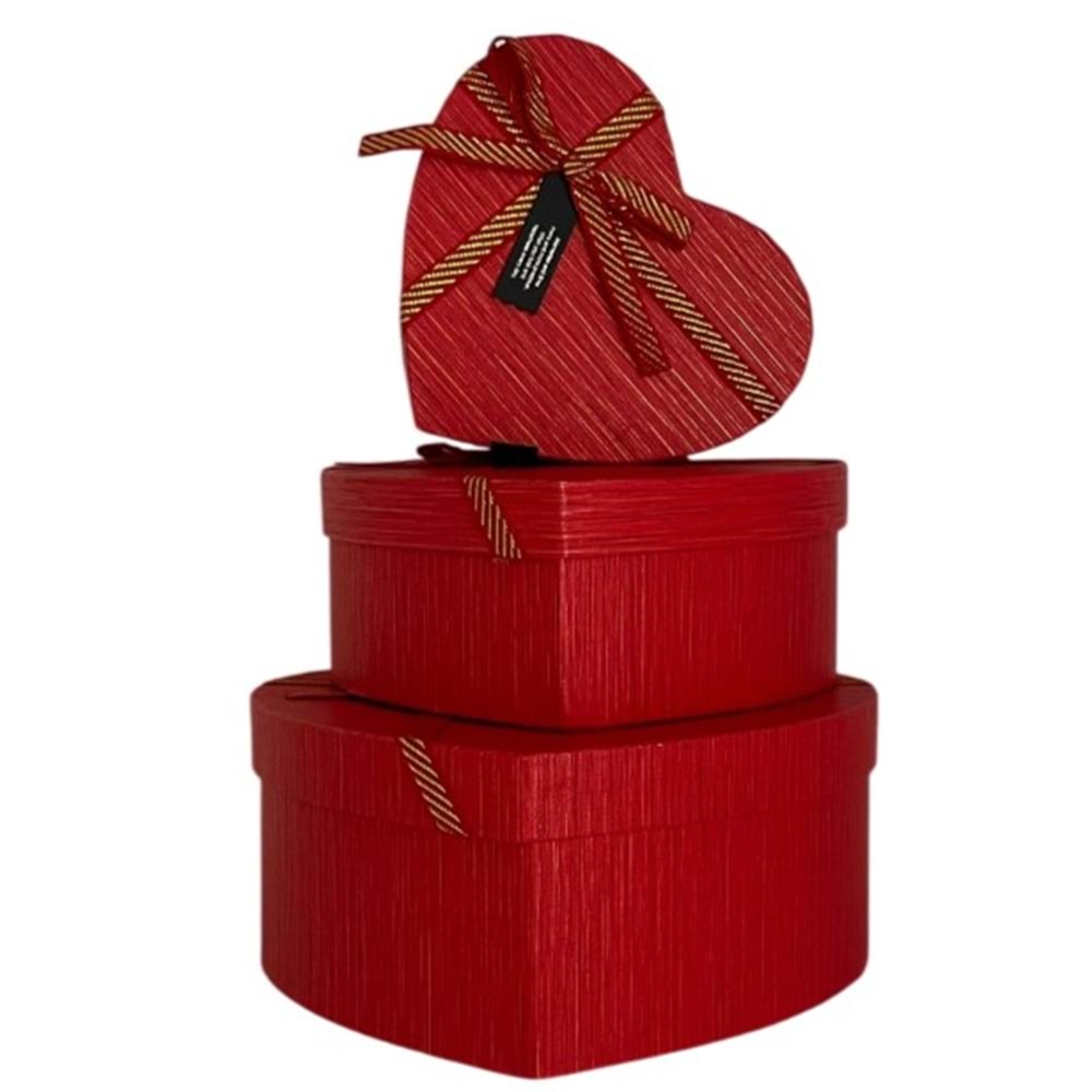 BELLA HOUSE 3 LÜ KALP HEDİYE KUTUSU KIRMIZI