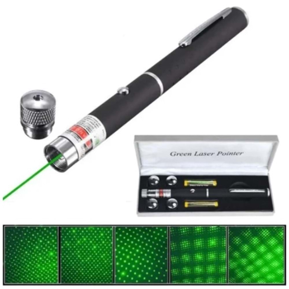 İTALYANO PİLLİ 5 BAŞLIKLI YEŞİL LAZER İŞARETLEYİCİ *35