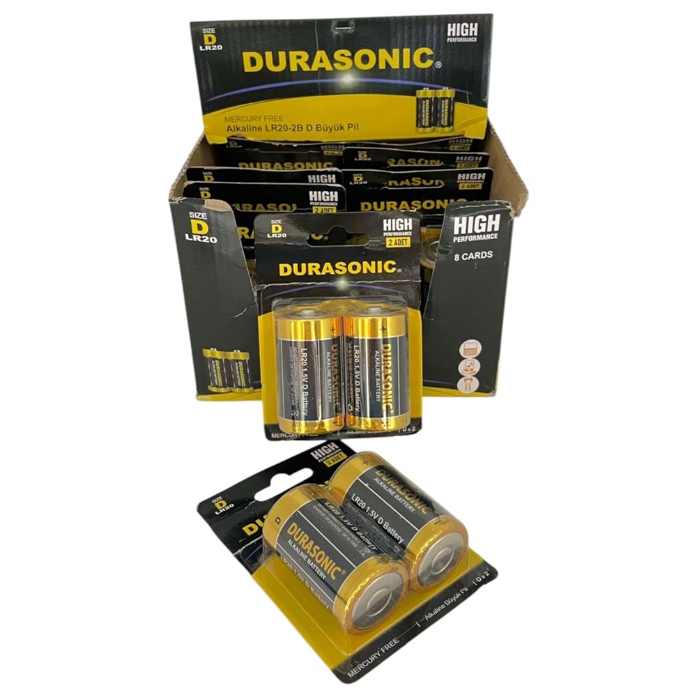 DURASONİC 2 Lİ ALKALİN BÜYÜK PİL BLİSTERLİ *8 / *64