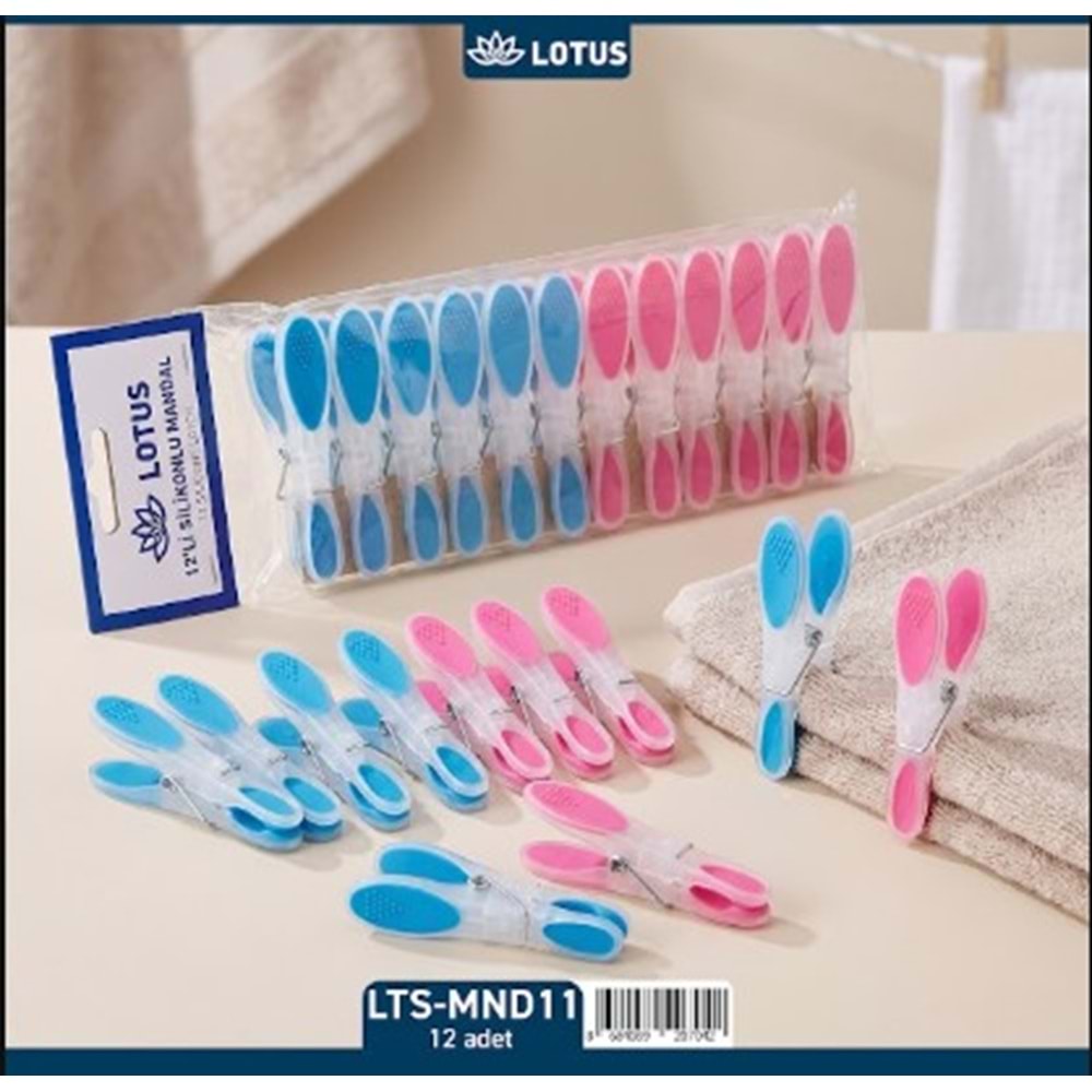 LOTUS 12 Lİ BÜYÜK SİLİKON MANDAL 144*