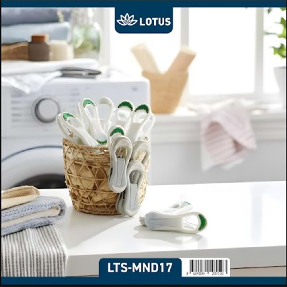 LOTUS 12 Lİ YAYSIZ KIRILMAYAN SİLİKON MANDAL 144*