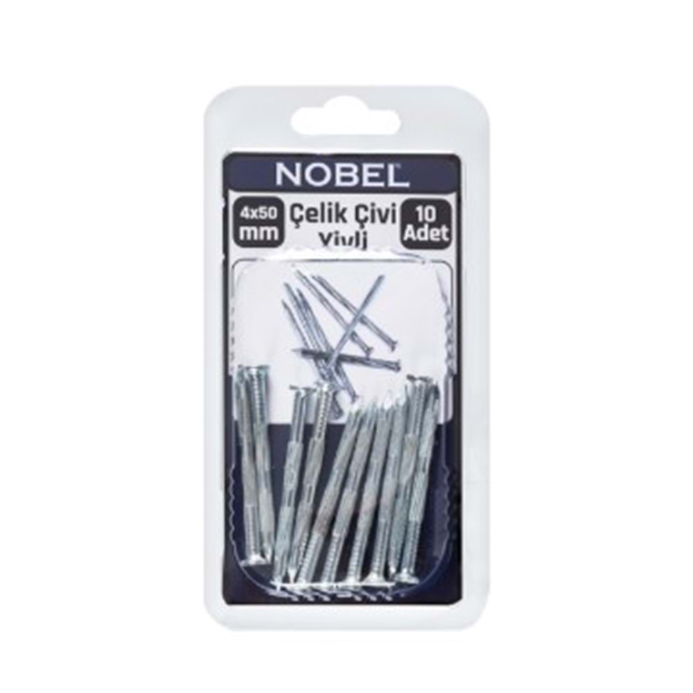 NOBEL FIX ÇELİK ÇİVİ 4 X 50 YİVLİ 10 LU
