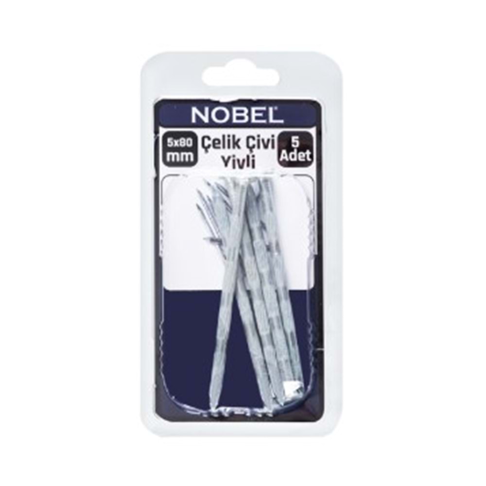 NOBEL FIX ÇELİK ÇİVİ 5 X 80 YİVLİ 5 Lİ 12*
