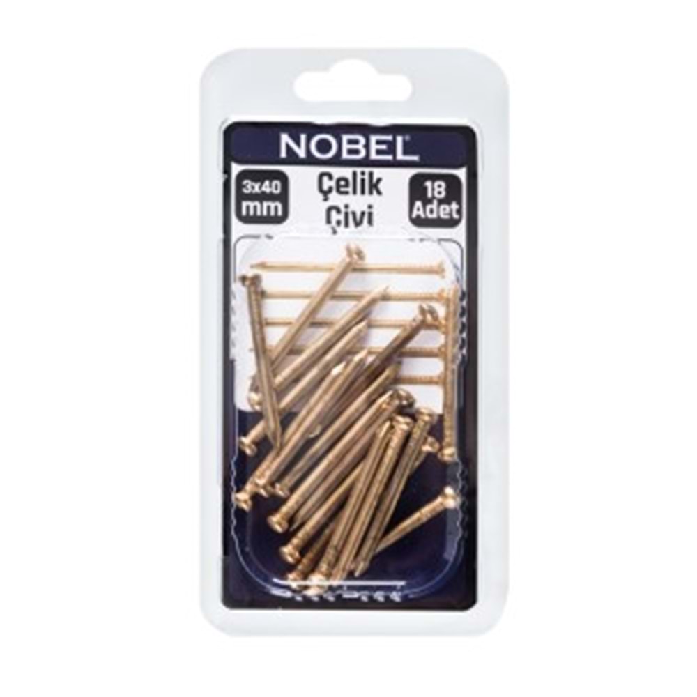 NOBEL FIX ÇELİK ÇİVİ 3 X 40 SARI 18 Lİ 12*