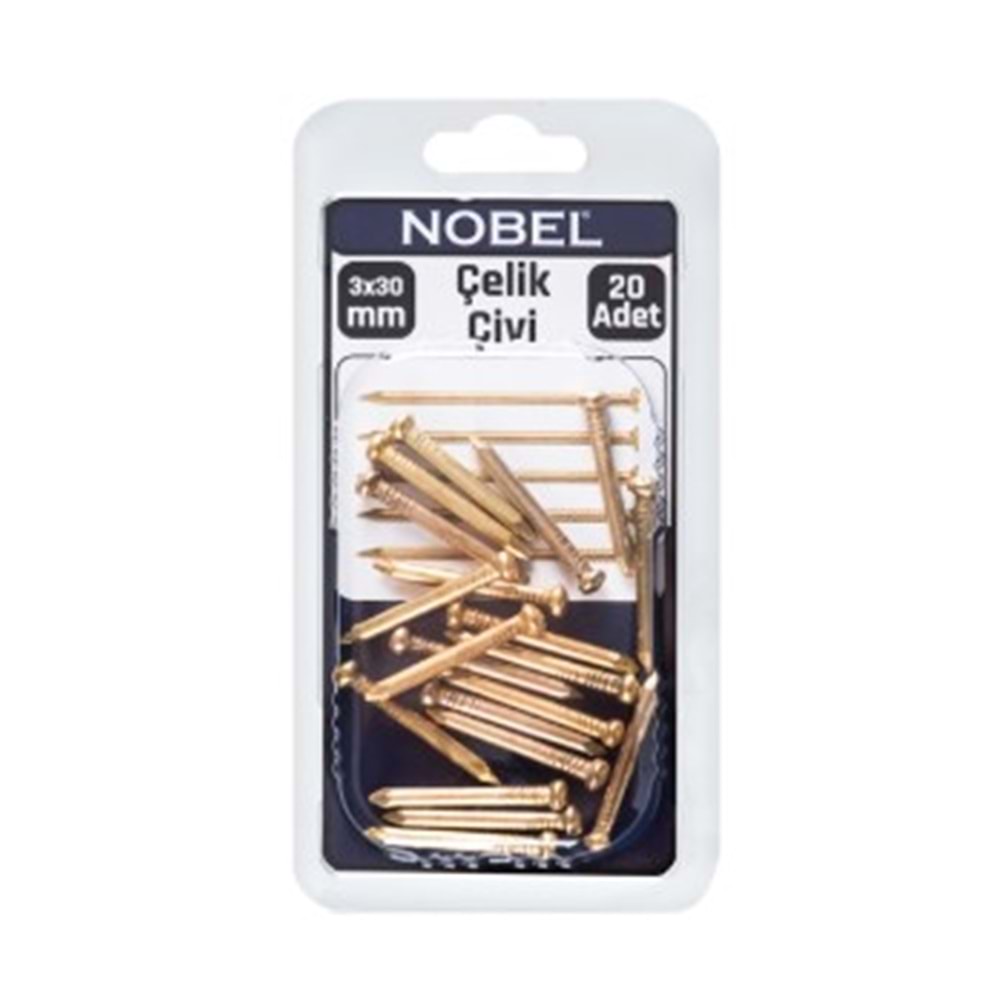 NOBEL FIX ÇELİK ÇİVİ 3 X 30 SARI 20 Lİ