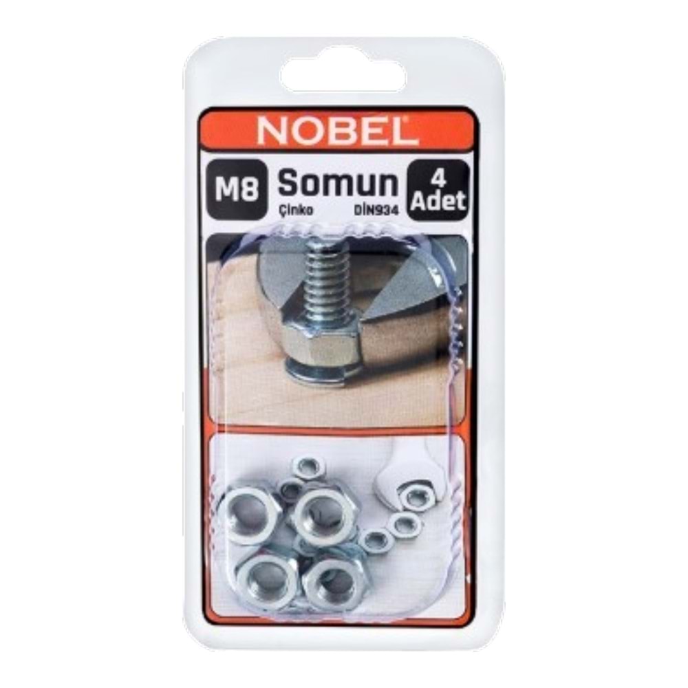 NOBEL FIX SOMUN M8 ÇİNKO ( DİN934 ) 4 LÜ 12*