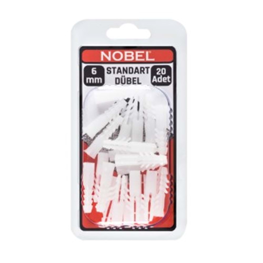 NOBEL FIX PLASTİK DÜBEL STANDART 6 MM 20 Lİ