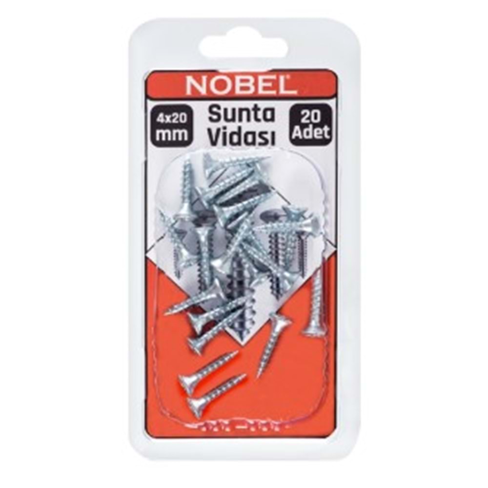 NOBEL FIX SUNTA VİDASI YHB 4 X 20 MM 20 Lİ 12*