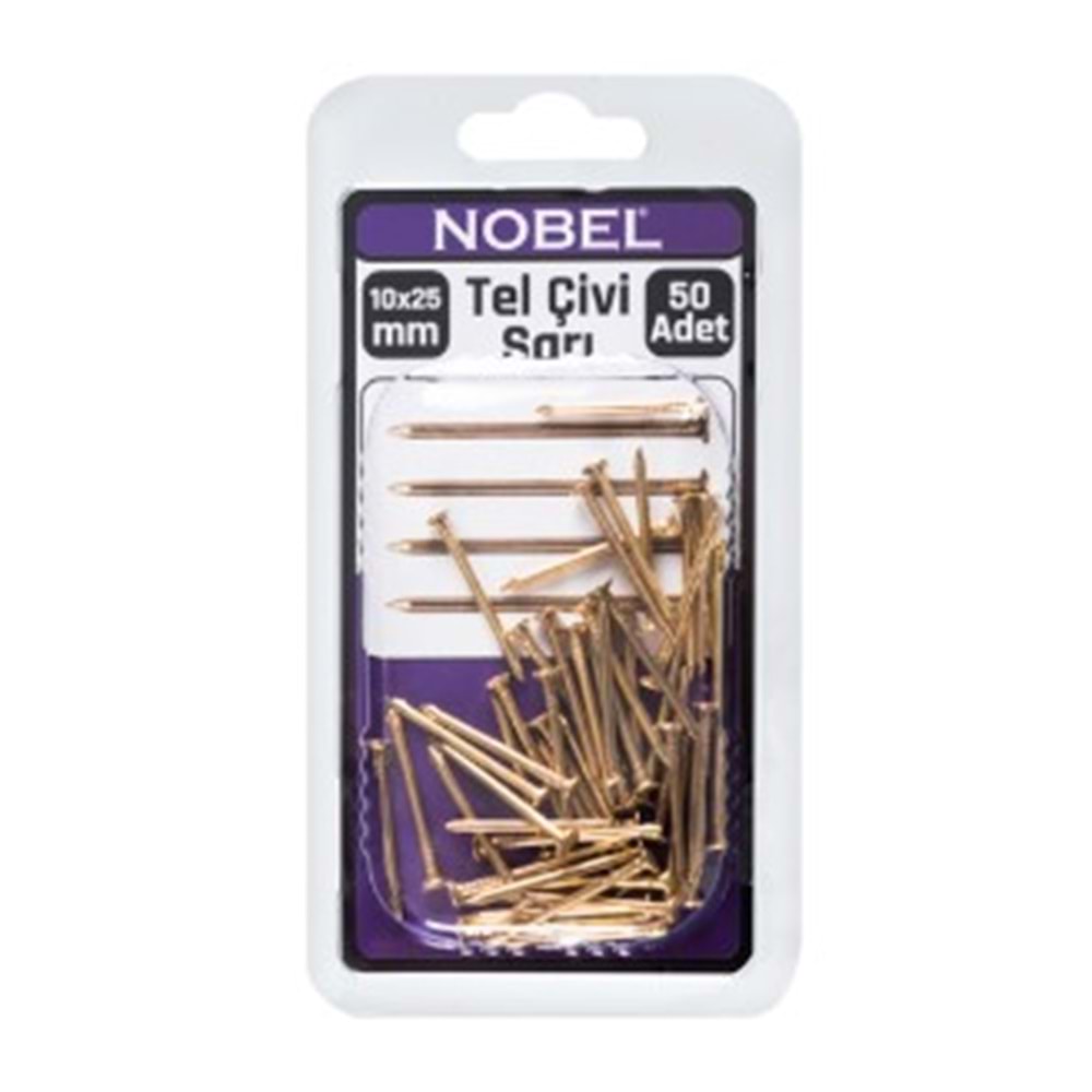 NOBEL FIX TEL ÇİVİ 10 X 25 SARI BAŞLI 50 Lİ