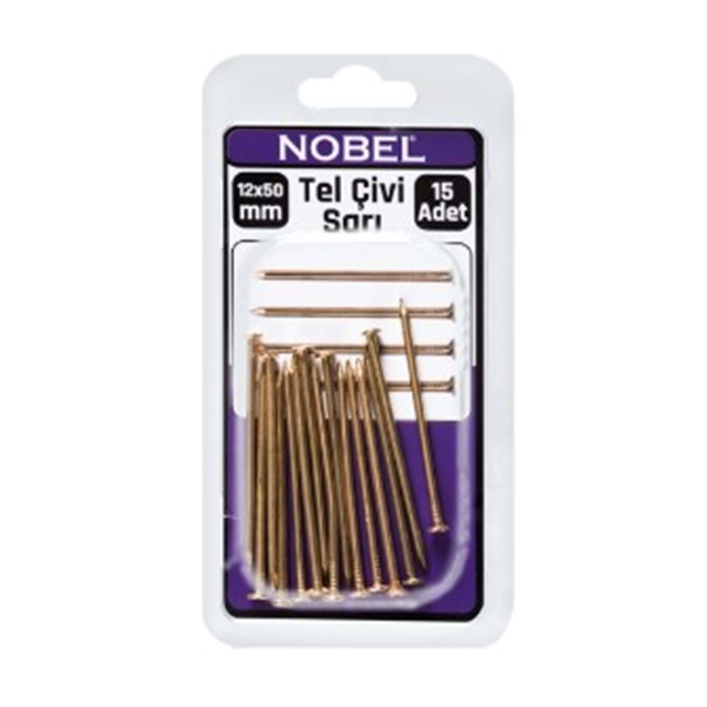 NOBEL FIX TEL ÇİVİ 12 X 50 SARI BAŞLI 15 Lİ