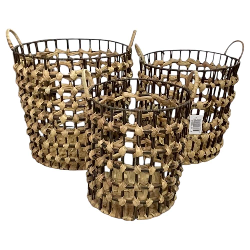 SD 3LÜ BÜYÜK ÇOK AMAÇLI HASIR SEPET 35X35 - 33X33 - 30X27CM