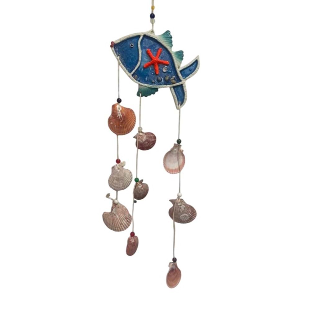 SARKAÇ BALIKLI DENİZ KABUĞU RÜZGAR ÇANI BÜYÜK BOY