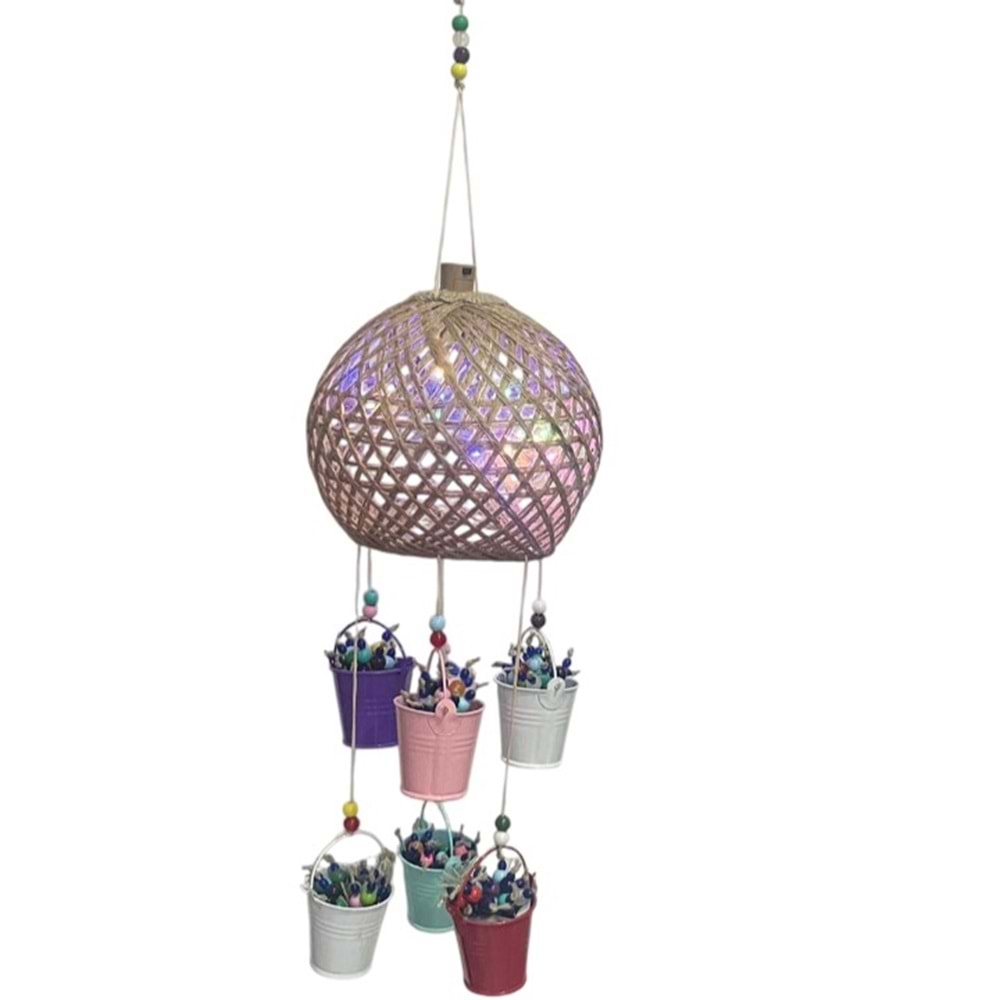METAL KOVA İÇİNDE BONCUKLU DEKORATİF LED İPLİ AVİZE