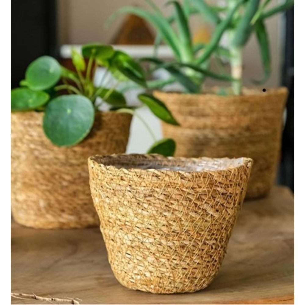 SD 3LÜ OVAL POŞETLİ HASIR SAKSI 25X20 - 22X18 - 20X16 CM
