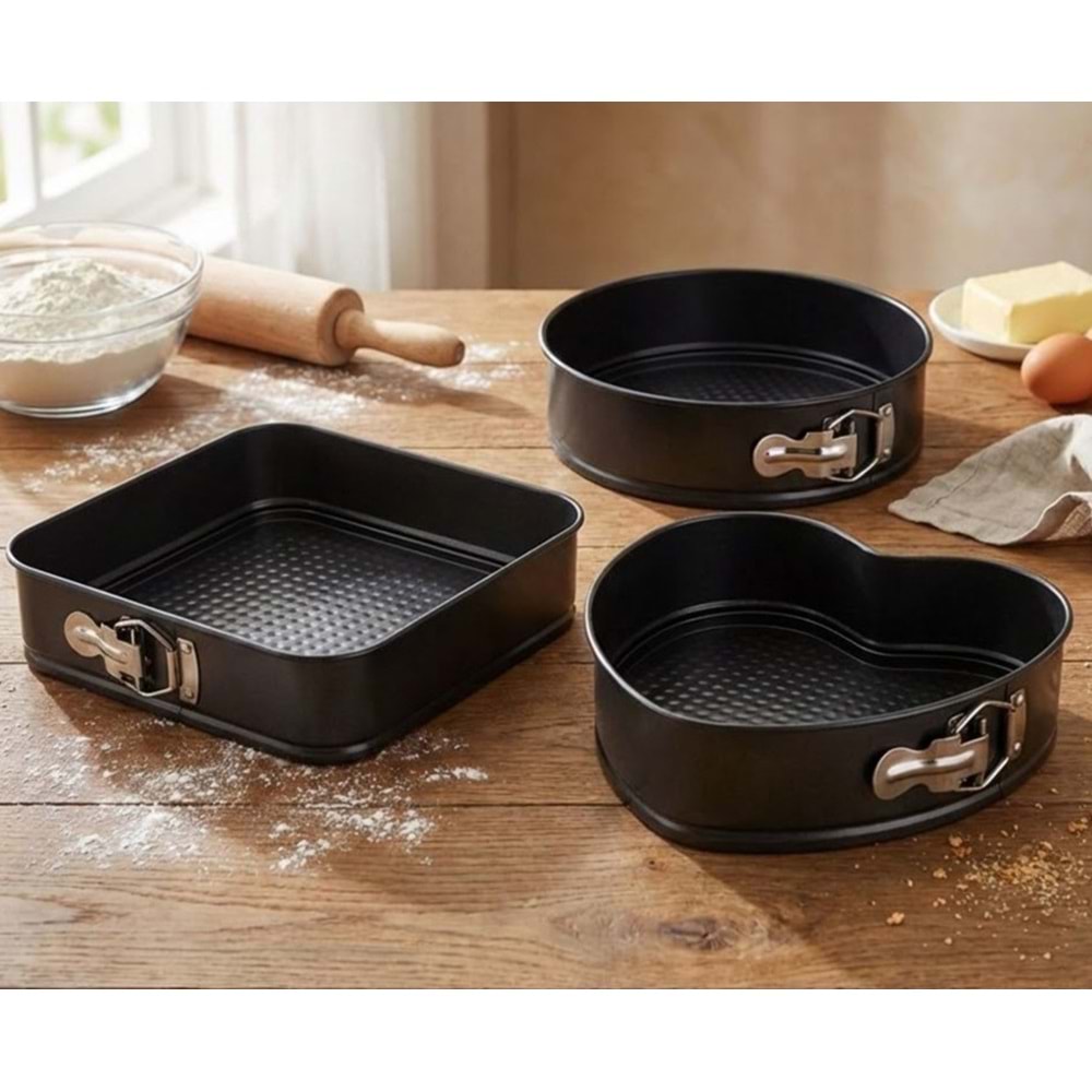 VADİ CAKE PRO MAX KEK KALIBI 3 LÜ KALPLİ 24-26-28CM