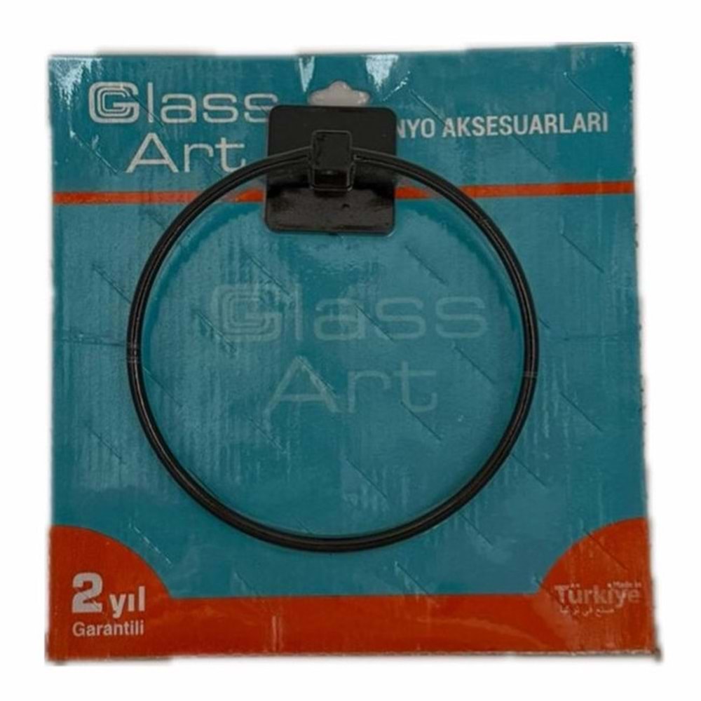 GLASS ART YAPIŞKANLI YUVARLAK SİYAH HAVLULUK