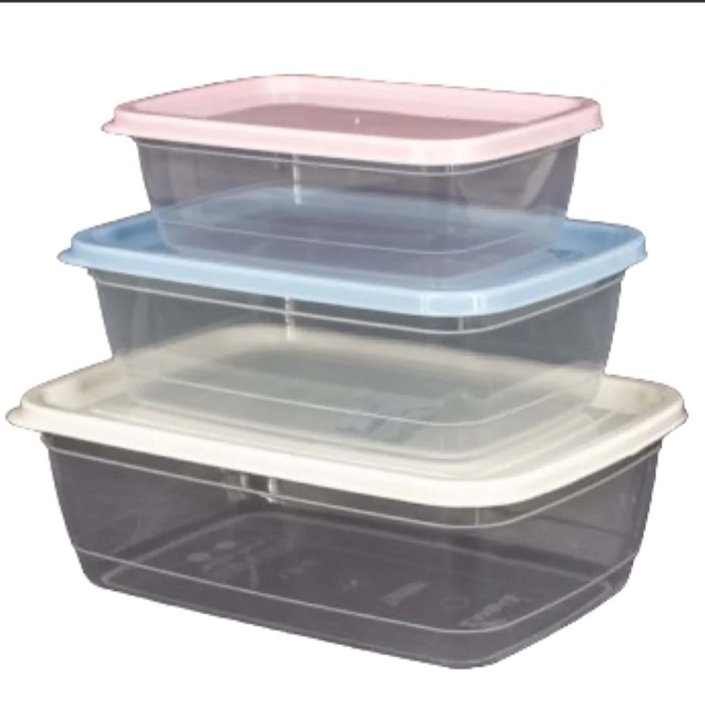 ZAMBAK DİKDÖRTGEN SAKLAMA KABI NO:1-2-3 3 LÜ SET