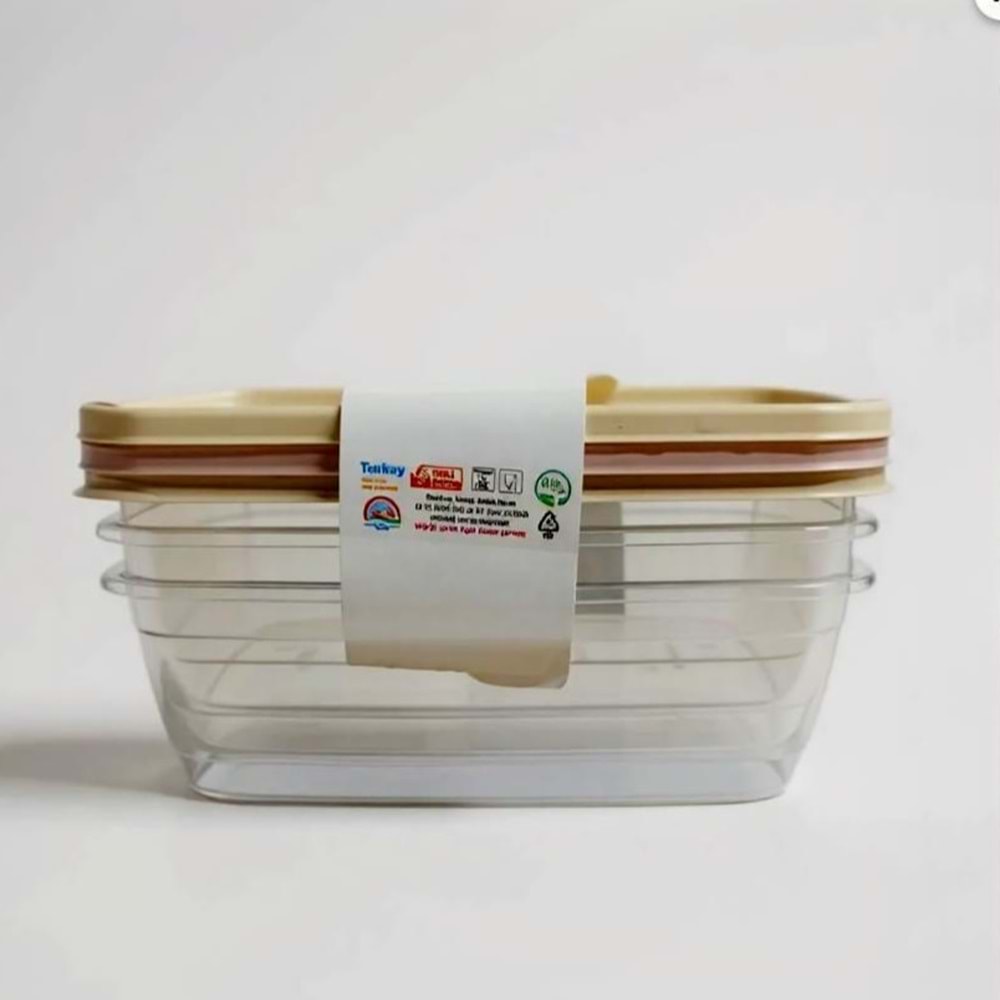 ZAMBAK DİKDÖRTGEN SAKLAMA KABI NO:2 3 LÜ SET