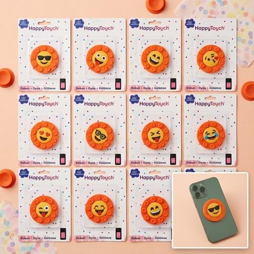 HAPPY TOUCH EMOJİ TELEFON VANTUZU TELEFON TUTUCU TURUNCU 12*