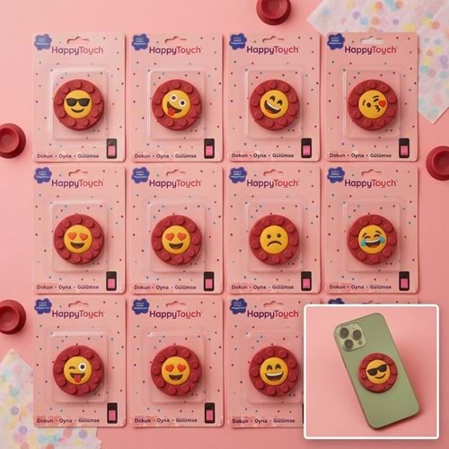 HAPPY TOUCH EMOJİ TELEFON VANTUZU TELEFON TUTUCU KIRMIZI 12*