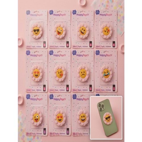 HAPPY TOUCH EMOJİ TELEFON VANTUZU TELEFON TUTUCU PEMBE 12*