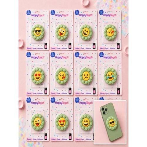 HAPPY TOUCH EMOJİ TELEFON VANTUZU TELEFON TUTUCU YEŞİL 12*
